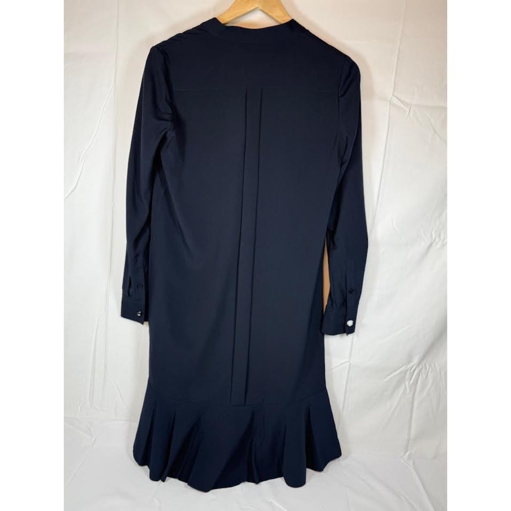 Tory Burch Women's Jane Dress Navy Blue 0 Long Sleeves Ruffled Shirtdress $425 - Picture 2 of 11
